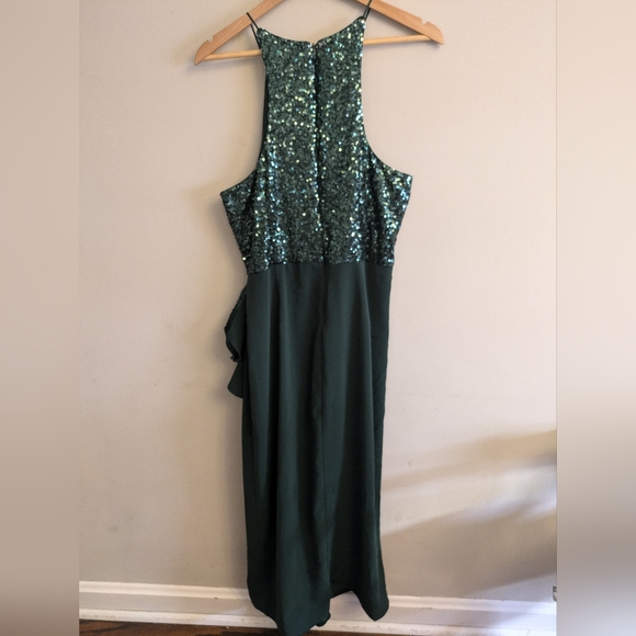 Badgley Mishka Green Sequin Gown Size 16 - Picture 5 of 8